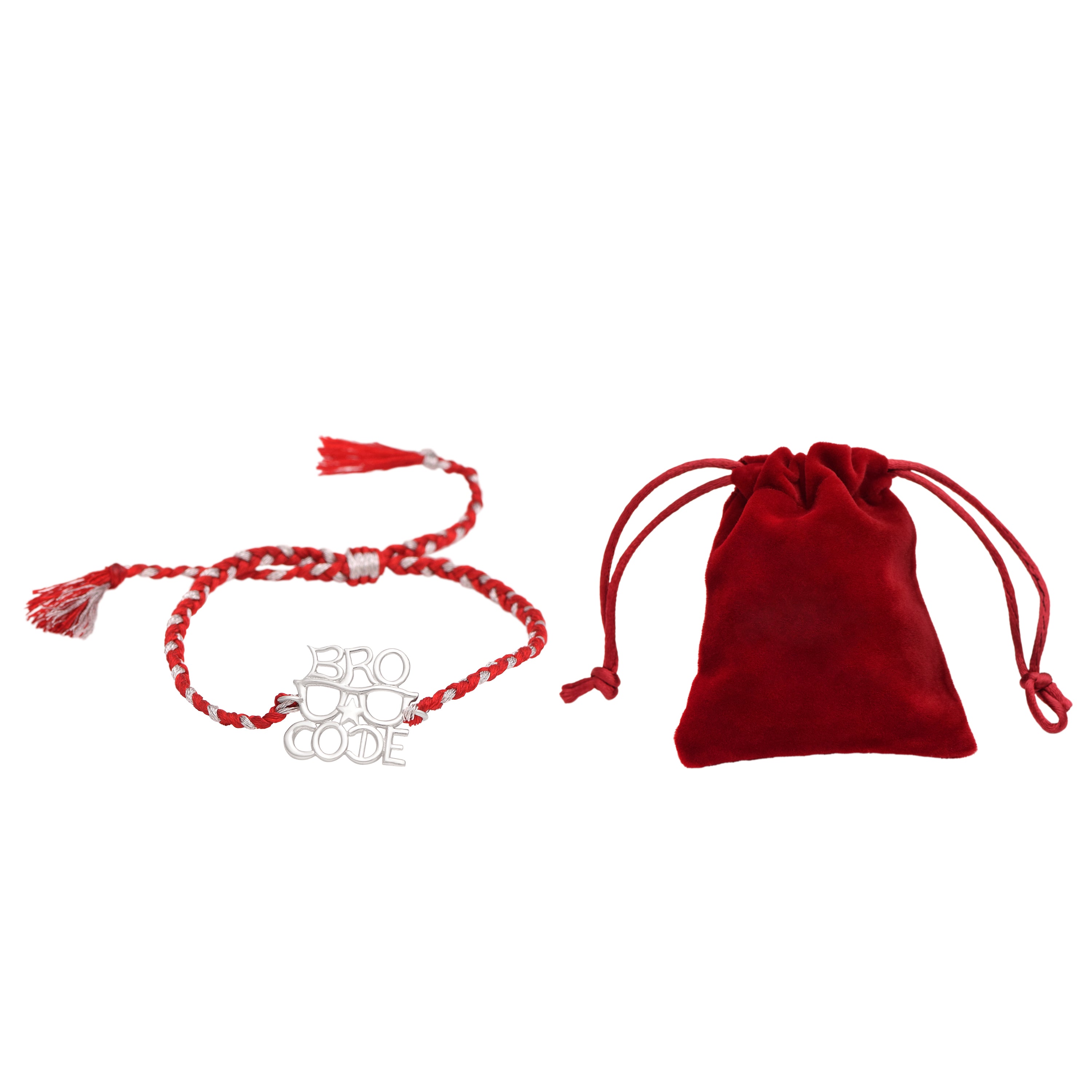 “BRO CODE” Thread Rakhi Bracelet - Sterling Silver