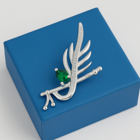 Emerald Krishna Flute Pendant - Sterling Silver