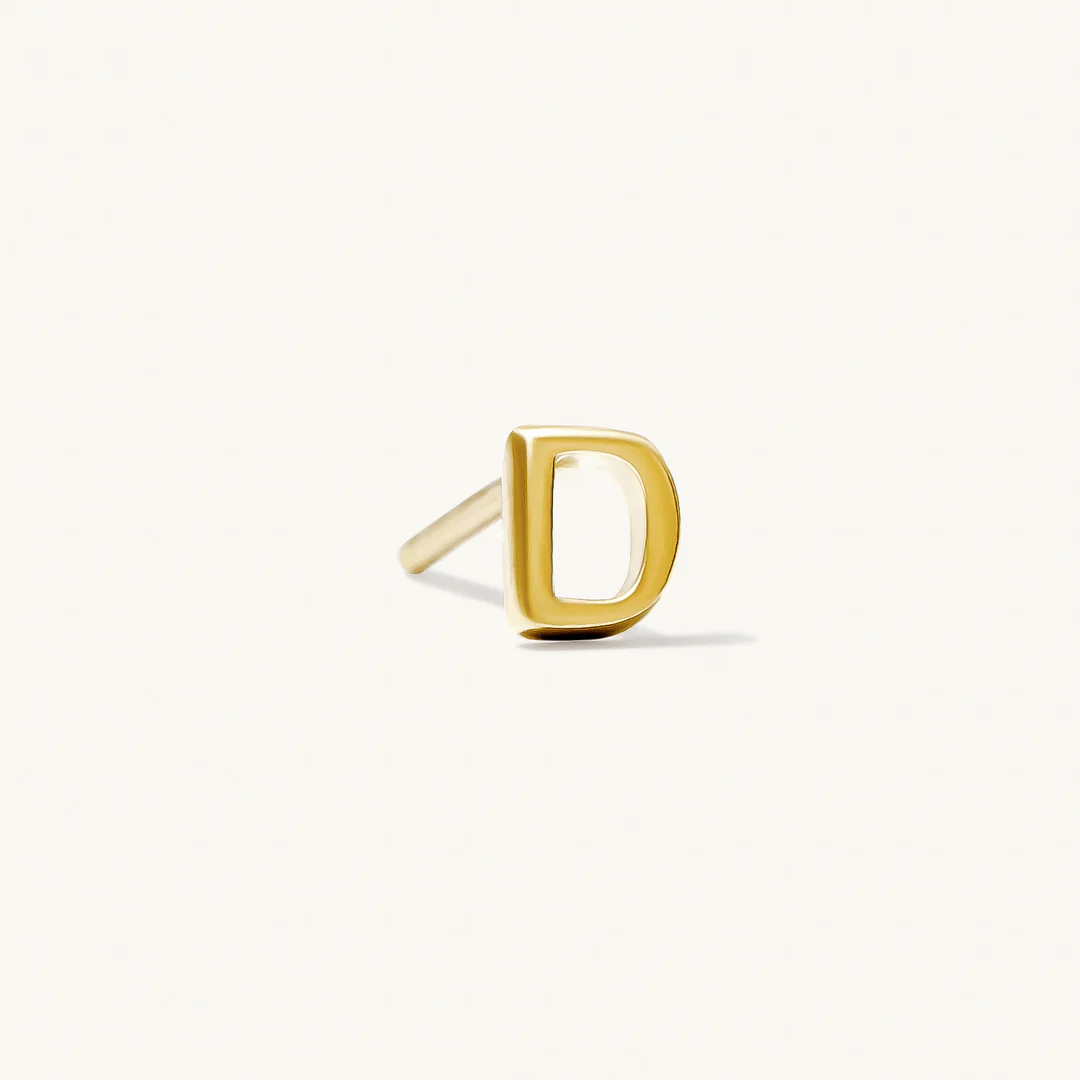 A to Z Initial Alphabet Studs Earrings – Sterling Silver Yellow Plated