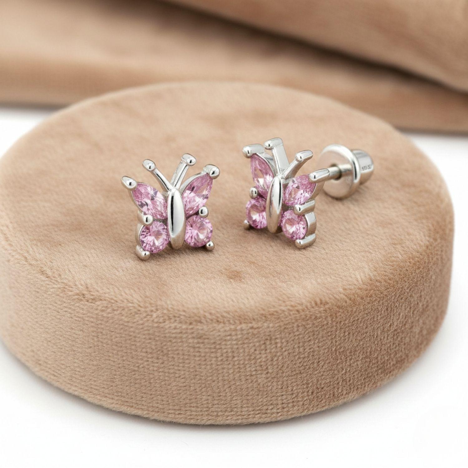 Butterfly Screw Back Studs Kids Earrings- Sterling Silver