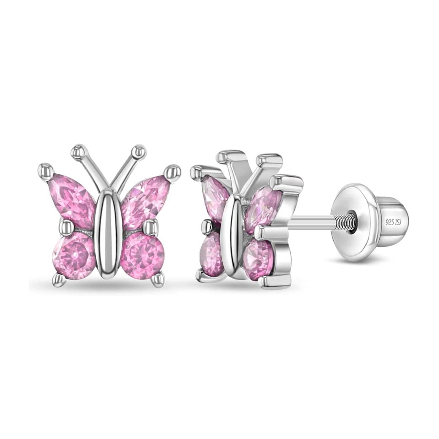 Butterfly Screw Back Studs Kids Earrings- Sterling Silver