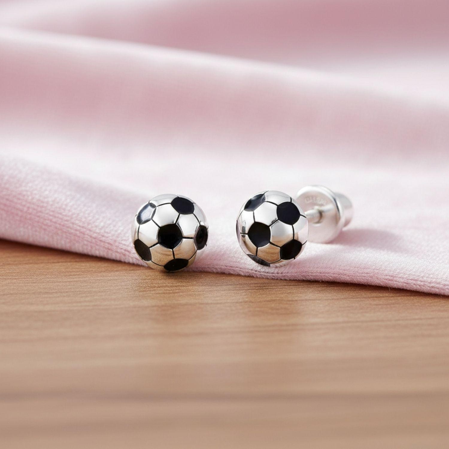 Soccer Ball Kids Earrings- Sterling Silver