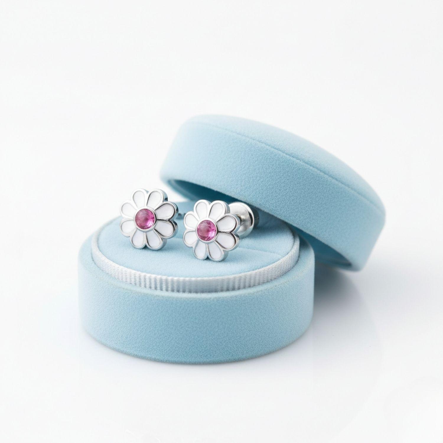 Daisy Flower Kids Earrings- Sterling Silver