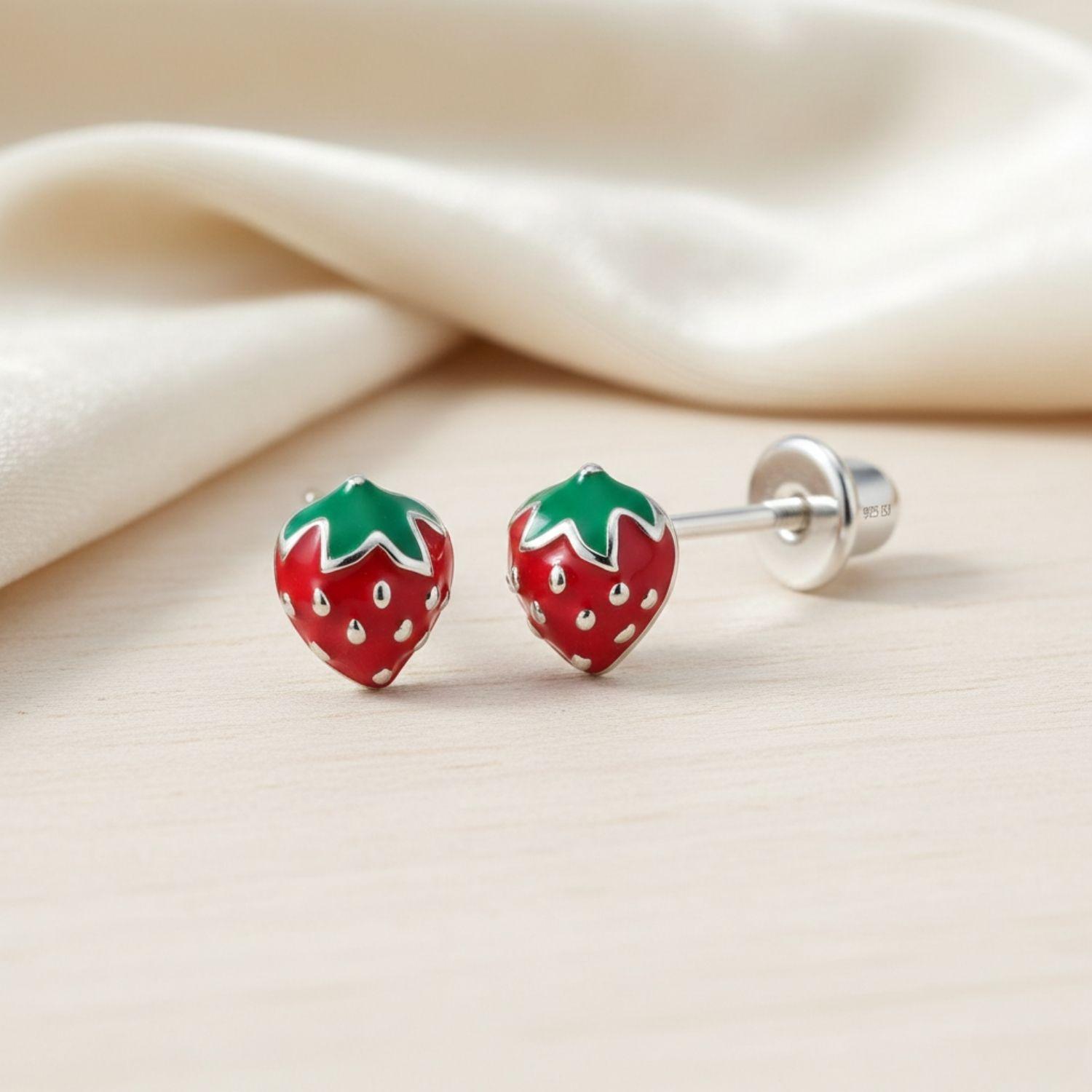 Strawberry Kids Earrings- Sterling Silver