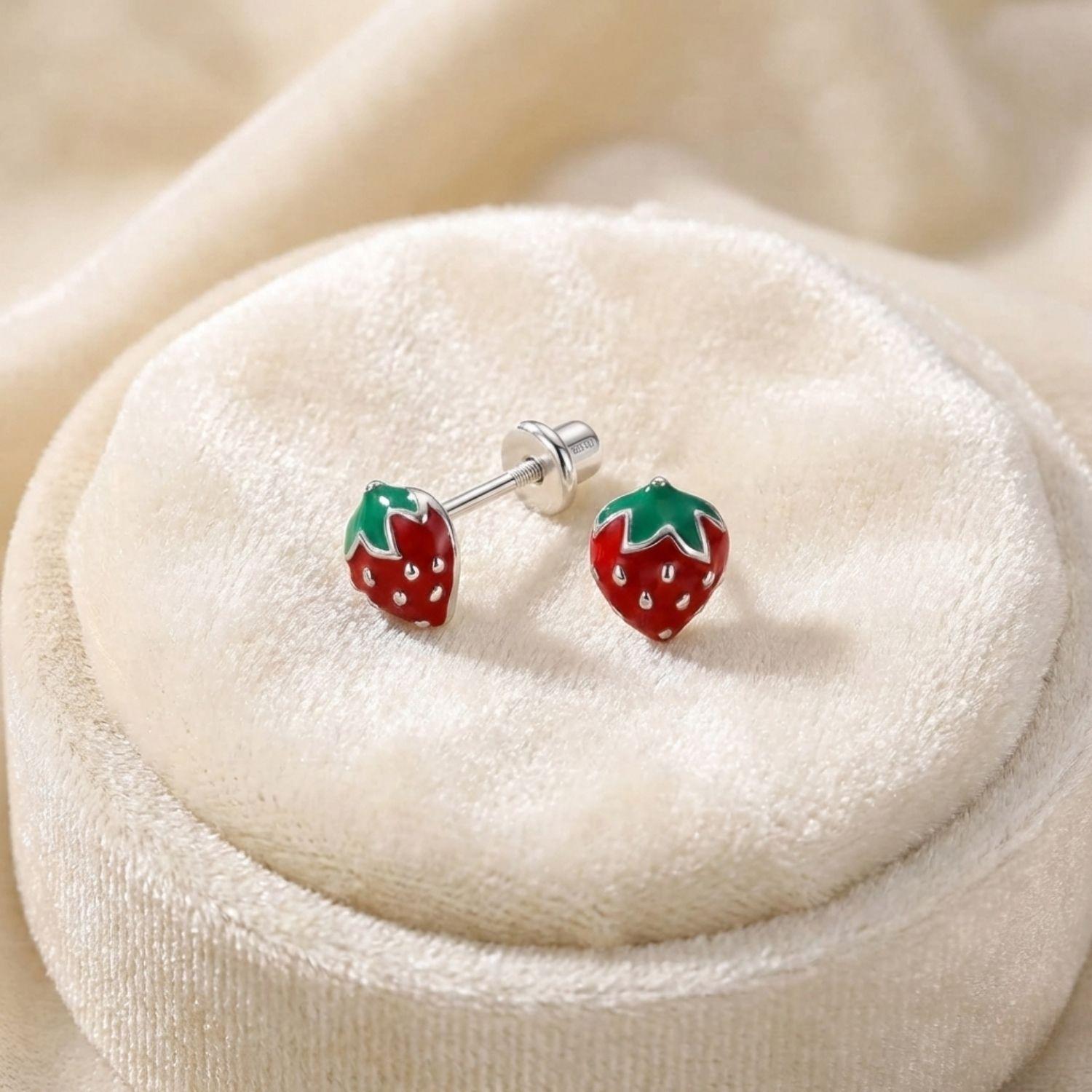 Strawberry Kids Earrings- Sterling Silver