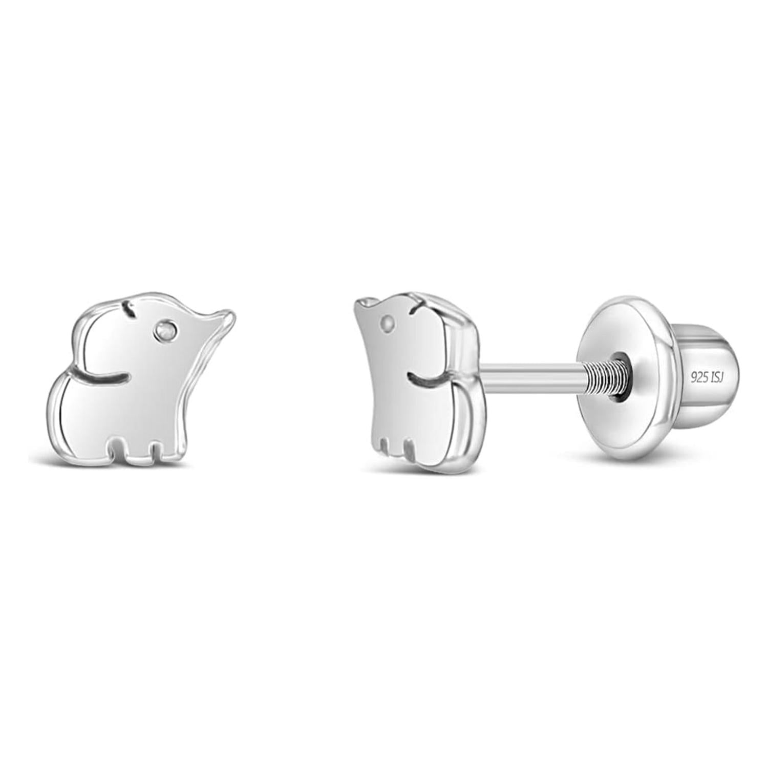 Minimalist Elephant Kids Earrings - Sterling Silver