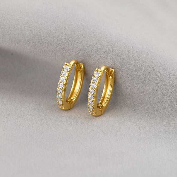Classic Pavé Hoop Earrings – Sterling Silver Gold Plated