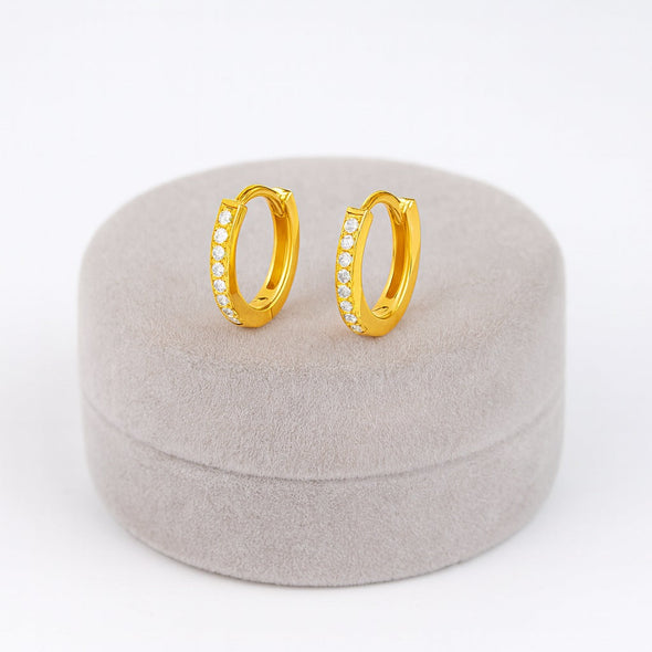 Classic Pavé Hoop Earrings – Sterling Silver Gold Plated