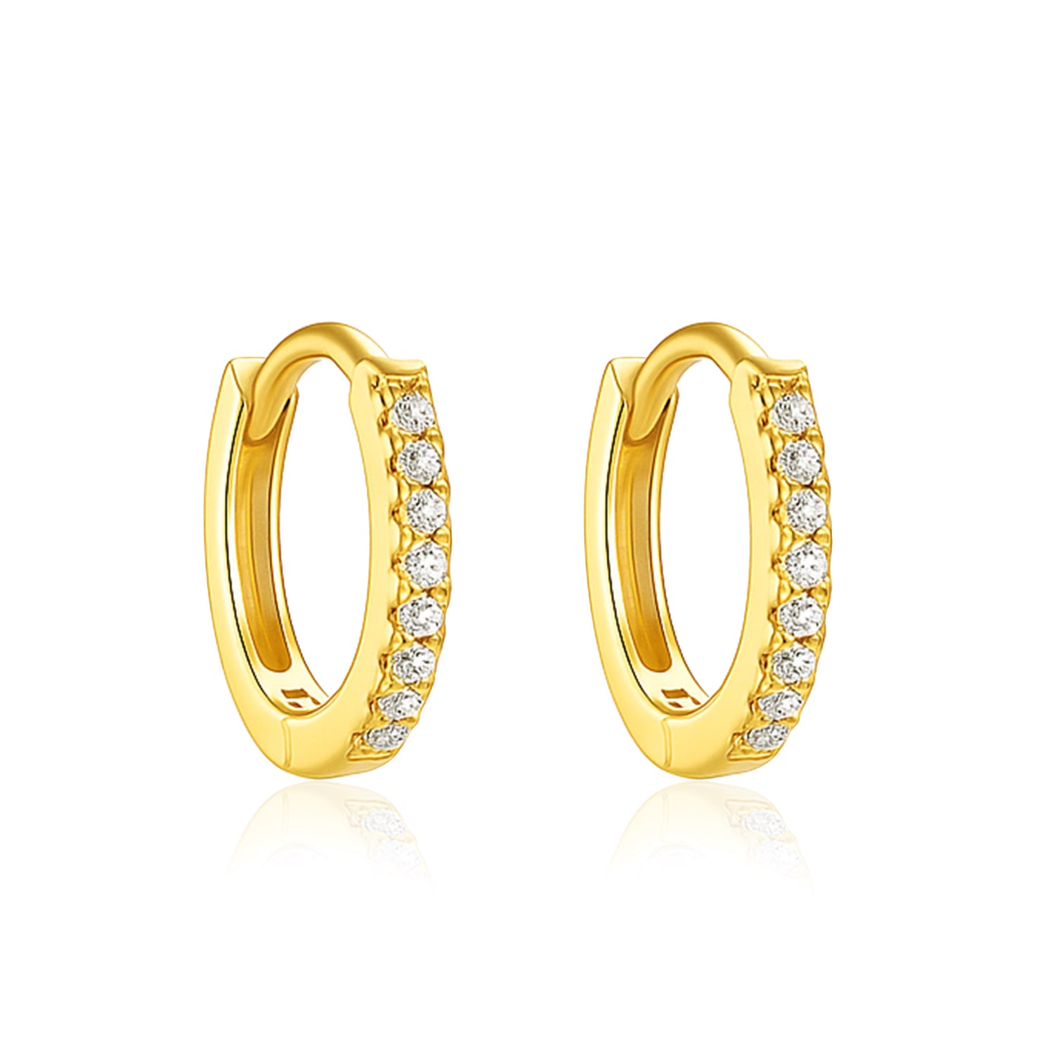 Classic Pavé Hoop Earrings – Sterling Silver Gold Plated