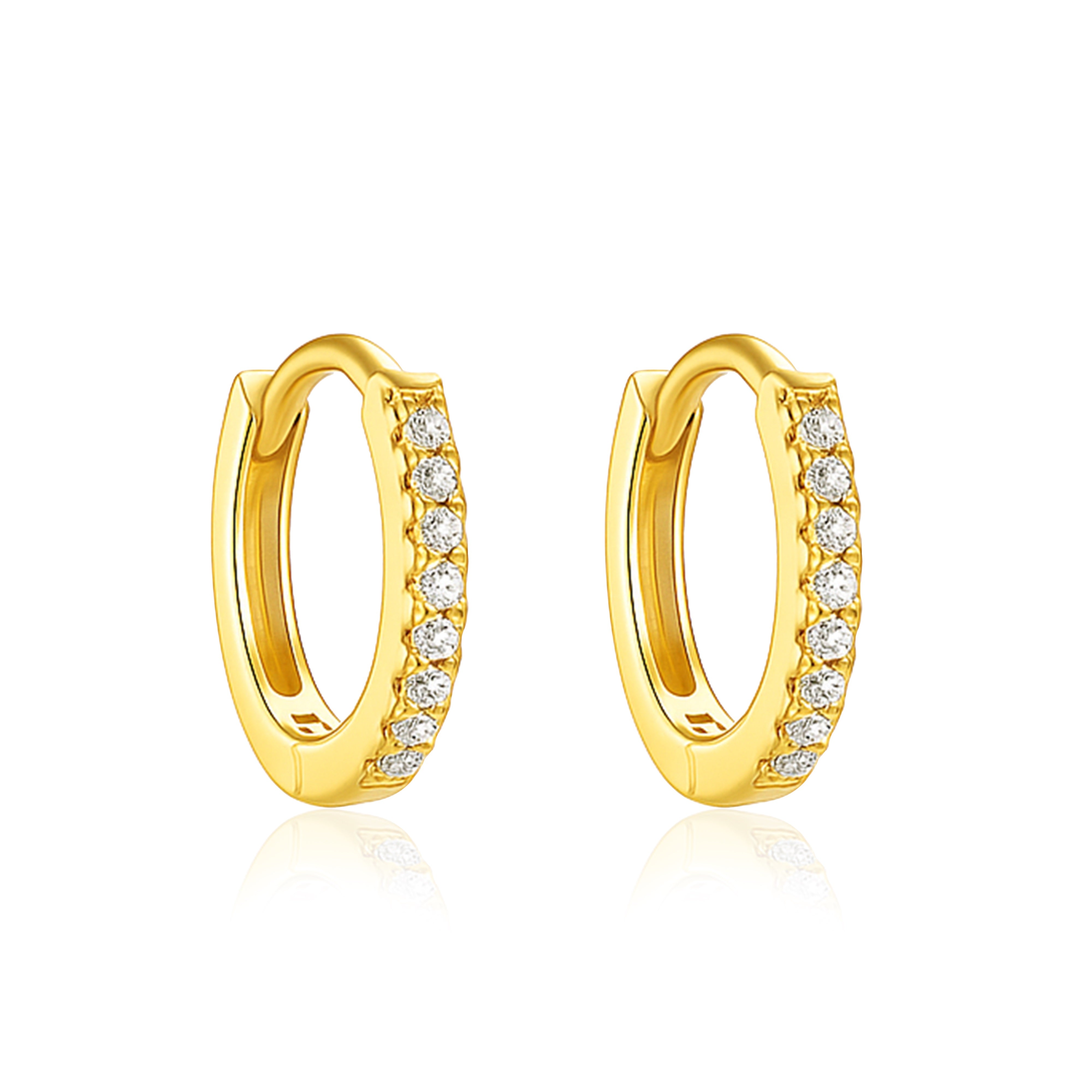 Classic Pavé Hoop Earrings – Sterling Silver Gold Plated