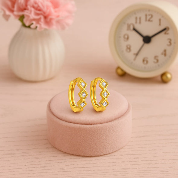 Geometric Chevron Hoop Earrings – Sterling Silver Gold Plated