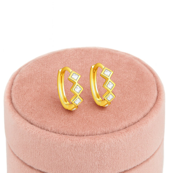 Geometric Chevron Hoop Earrings – Sterling Silver Gold Plated