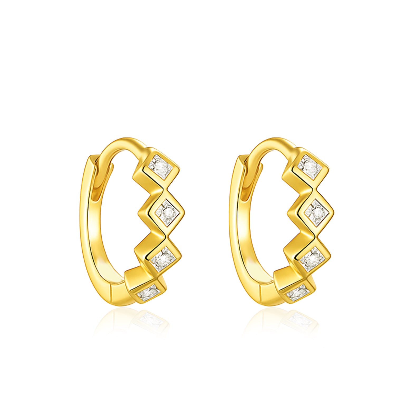 Geometric Chevron Hoop Earrings – Sterling Silver Gold Plated