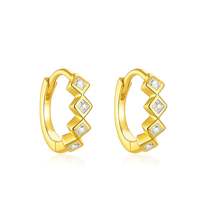 Geometric Chevron Hoop Earrings – Sterling Silver Gold Plated