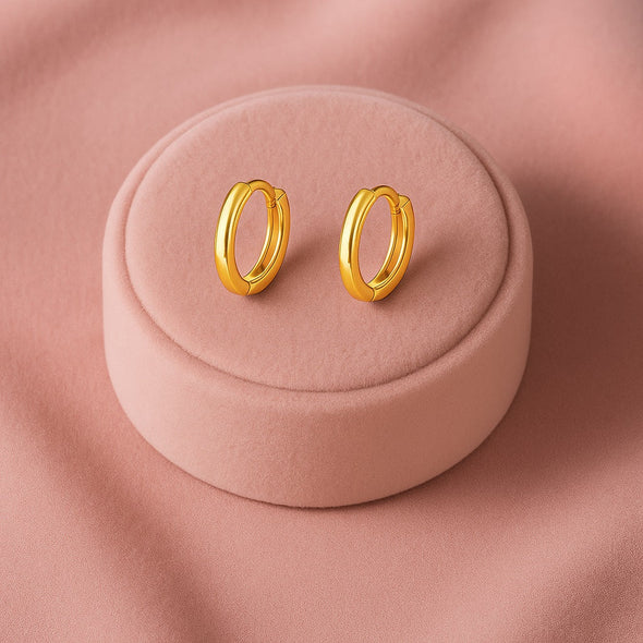 Minimalist Classic Hoop Earrings – Sterling Silver Gold Plated