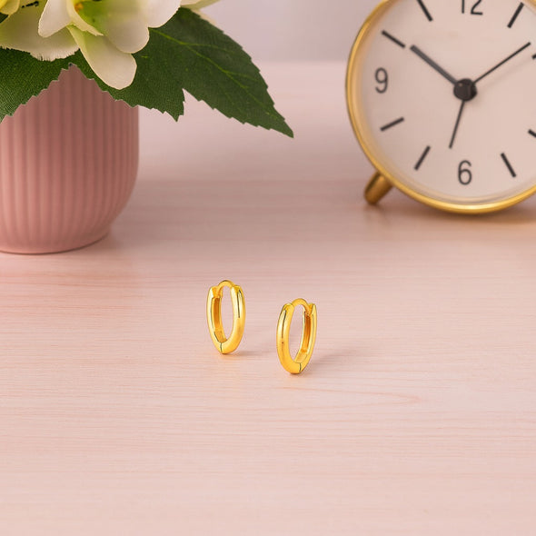 Minimalist Classic Hoop Earrings – Sterling Silver Gold Plated