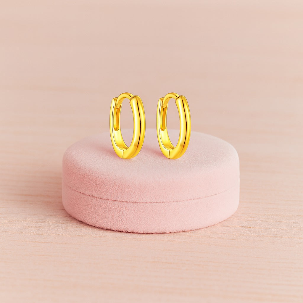 Minimalist Classic Hoop Earrings – Sterling Silver Gold Plated