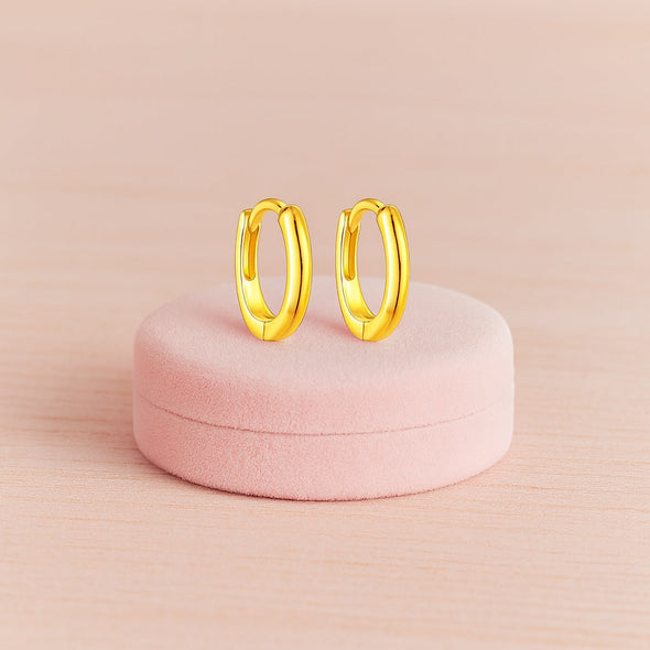 Minimalist Classic Hoop Earrings – Sterling Silver Gold Plated
