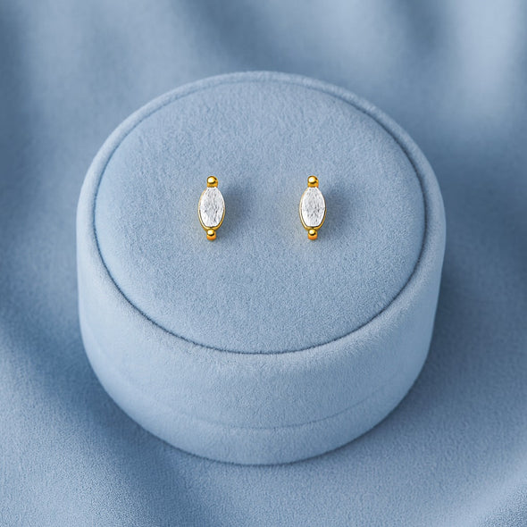 Minimal Solitaire Stud Earrings – Sterling Silver Gold Plated