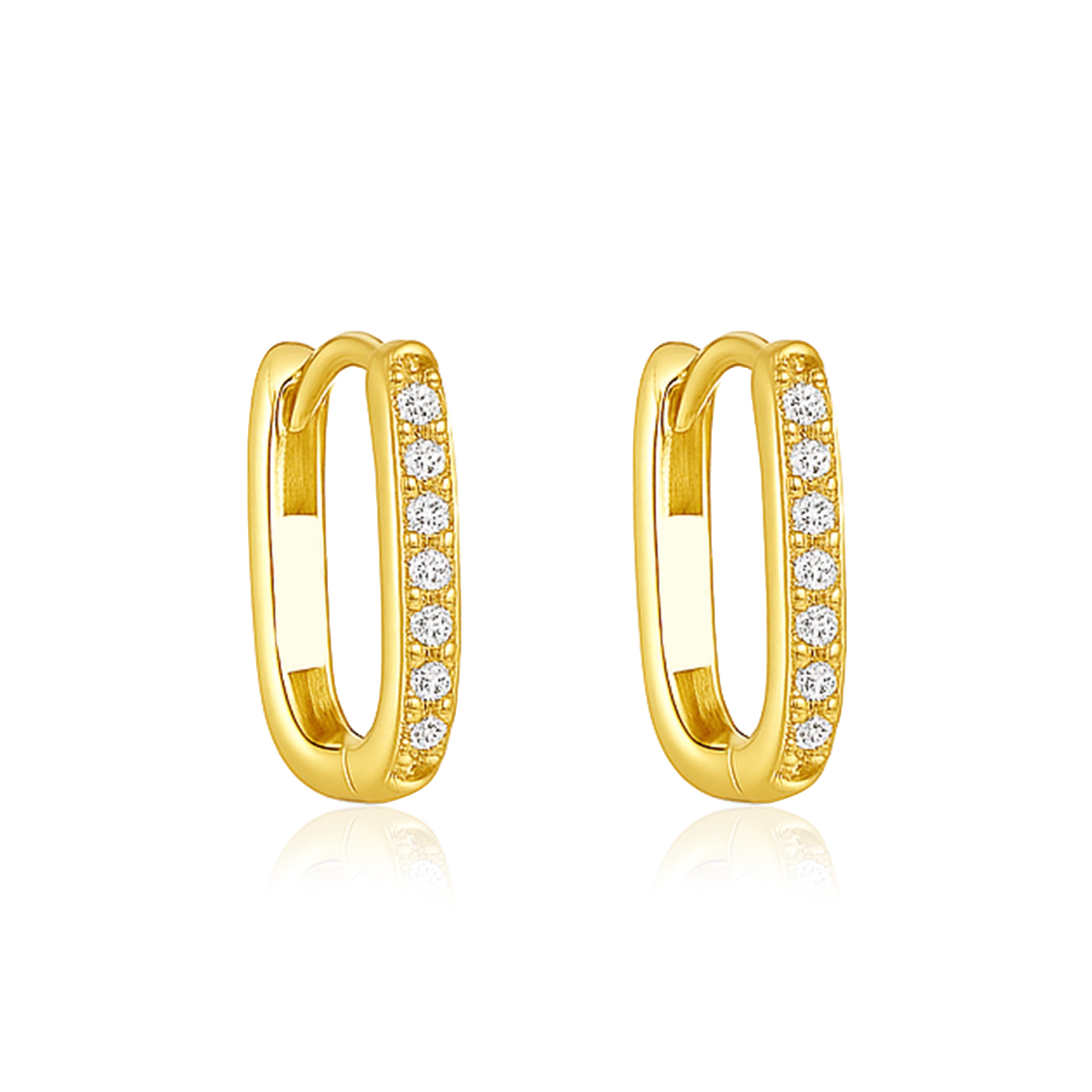 Pavé Minimalist Hoop Earrings – Sterling Silver Gold Plated