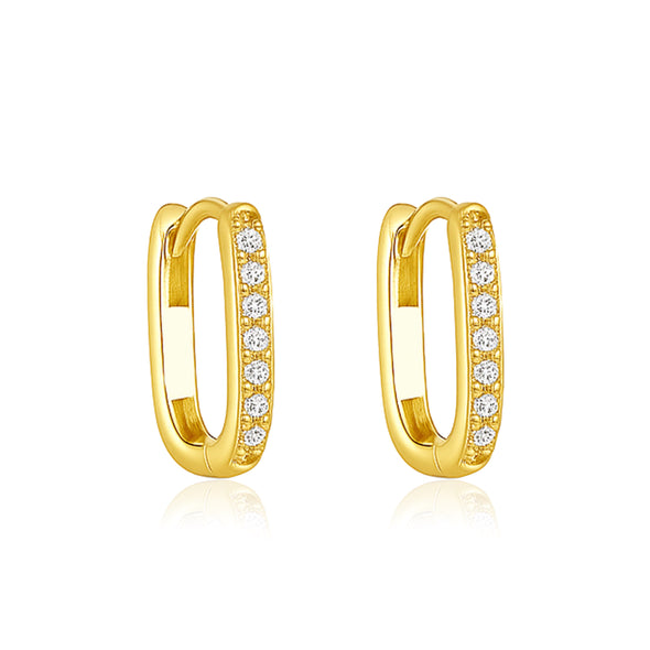 Pavé Minimalist Hoop Earrings – Sterling Silver Gold Plated