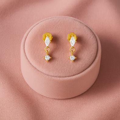 Minimal Drop Dangle Earrings – Sterling Silver Gold Plated