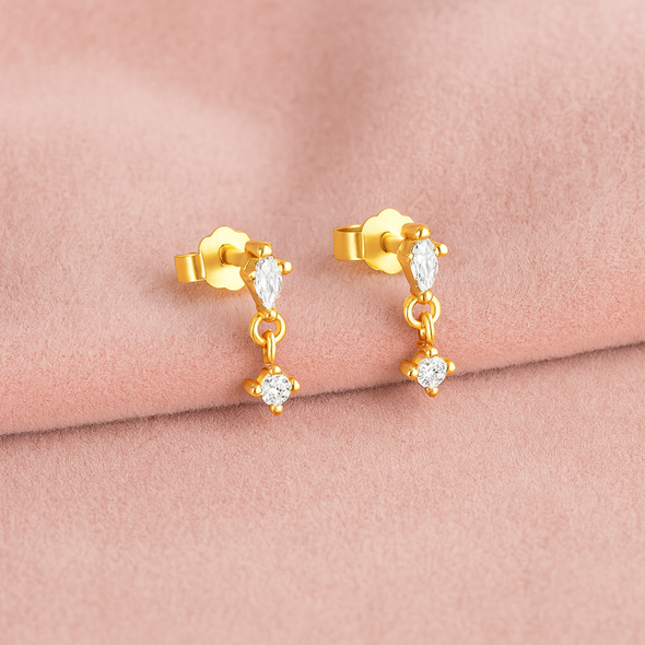 Minimal Drop Dangle Earrings – Sterling Silver Gold Plated