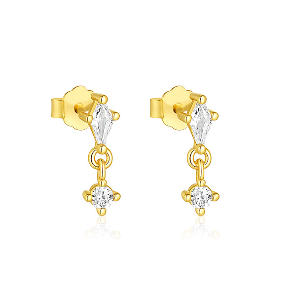 Minimal Drop Dangle Earrings – Sterling Silver Gold Plated