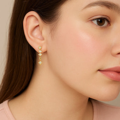 Modern Linear Drop Earrings – Sterling Silver Gold Plated