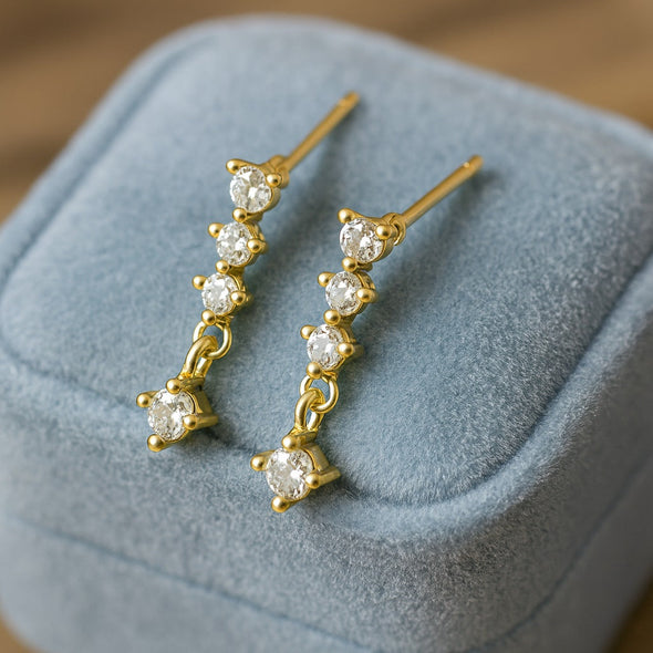 Modern Linear Drop Earrings – Sterling Silver Gold Plated