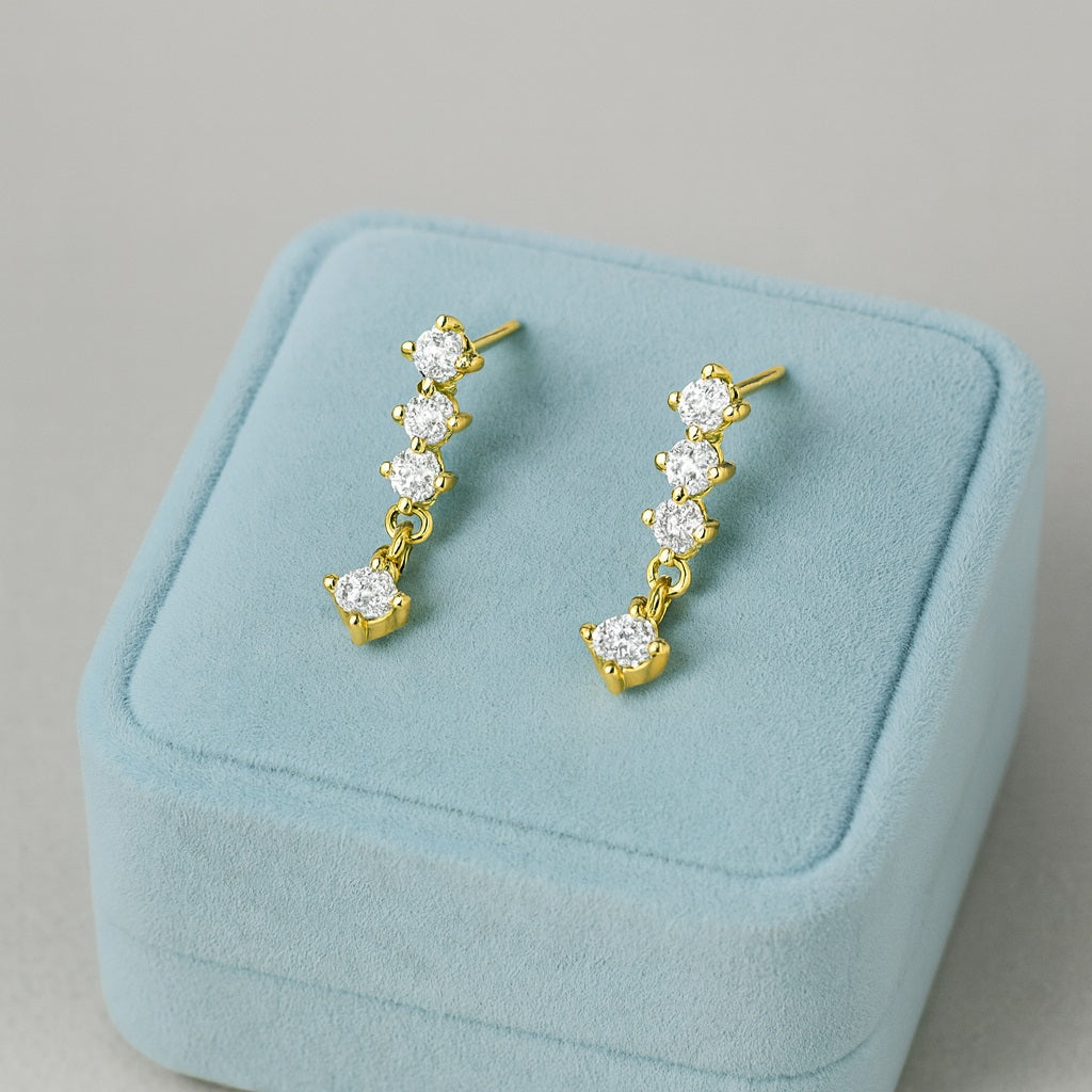 Modern Linear Drop Earrings – Sterling Silver Gold Plated