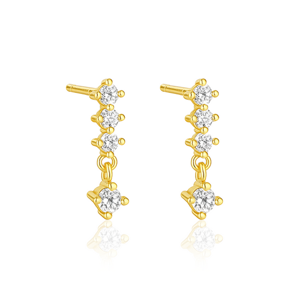 Modern Linear Drop Earrings – Sterling Silver Gold Plated