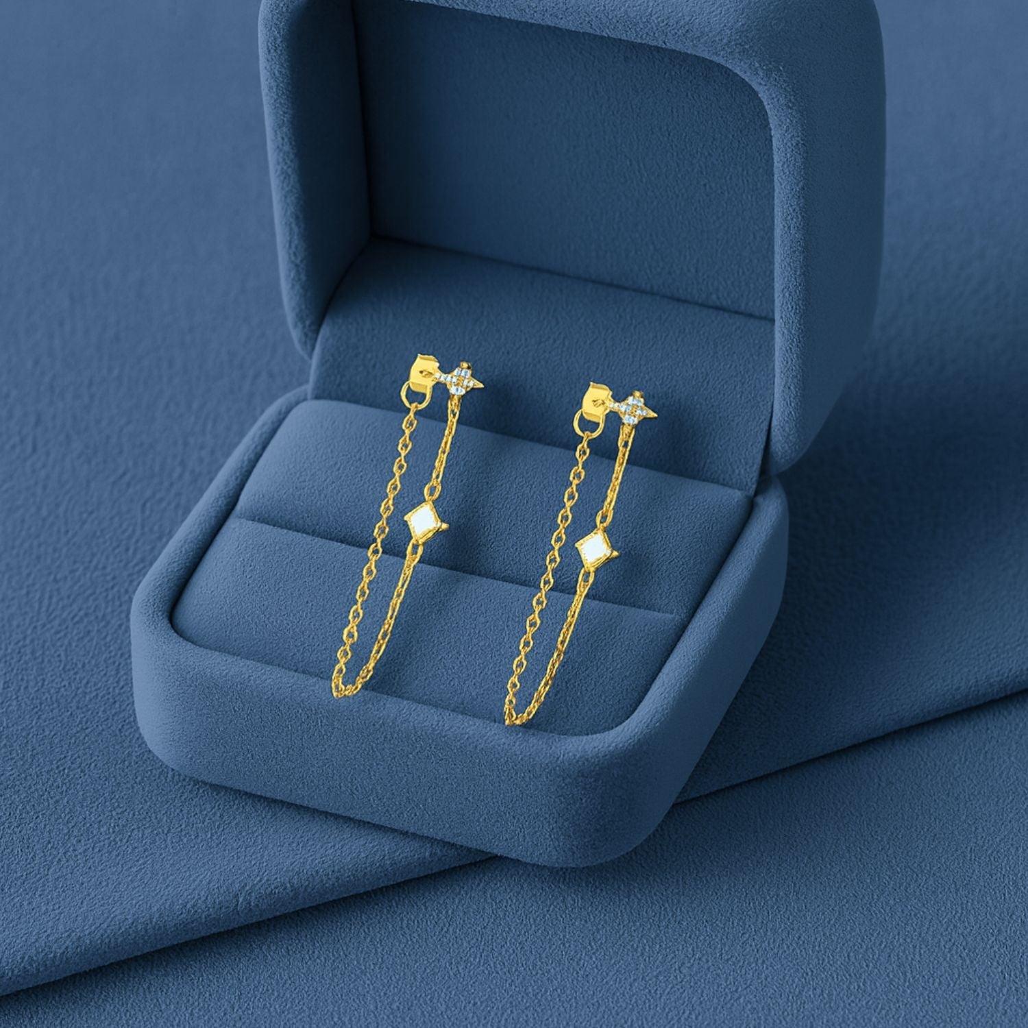 Linked Chain Drop Dangle Earrings – Sterling Silver Gold Plated