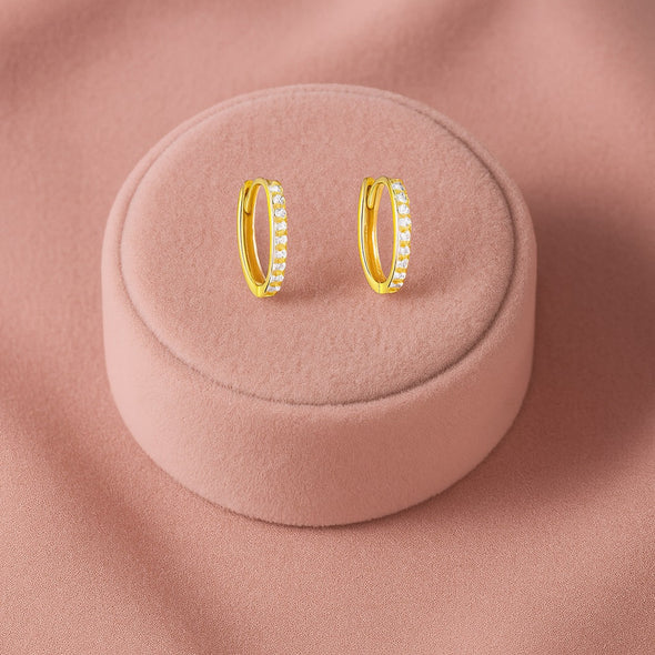 Sparkle Huggie Hoop Earrings – Sterling Silver Gold Plated