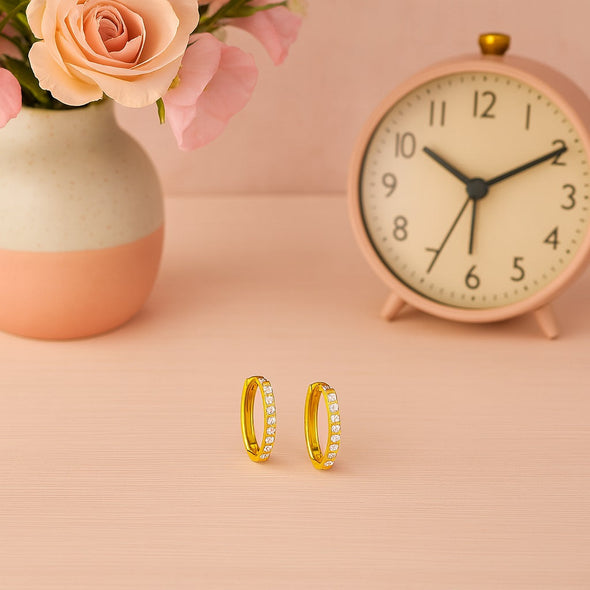 Sparkle Huggie Hoop Earrings – Sterling Silver Gold Plated