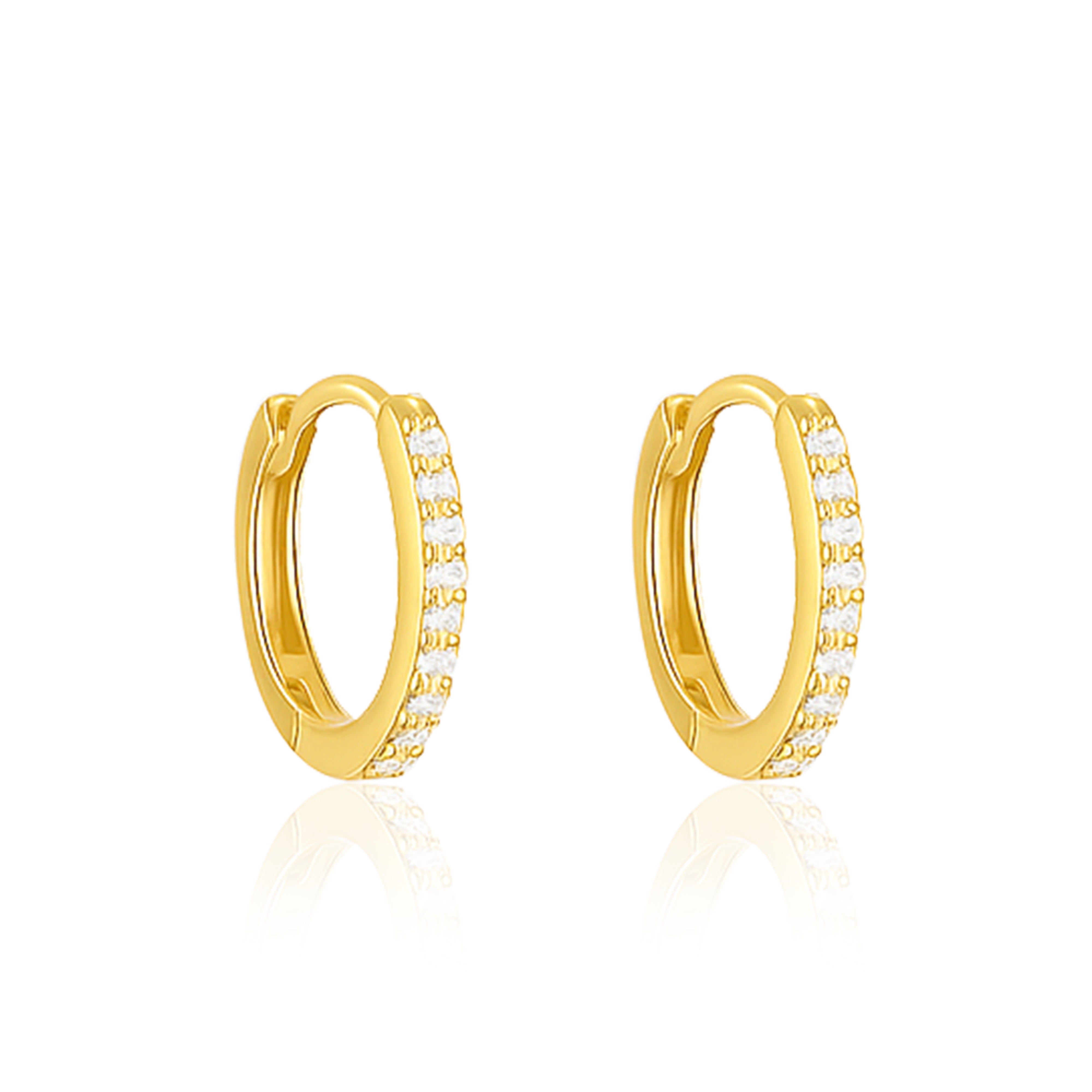 Sparkle Huggie Hoop Earrings – Sterling Silver Gold Plated