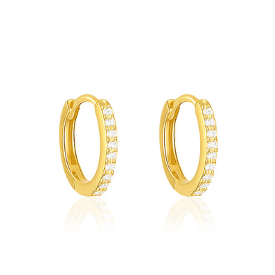 Sparkle Huggie Hoop Earrings – Sterling Silver Gold Plated