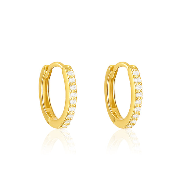 Sparkle Huggie Hoop Earrings – Sterling Silver Gold Plated