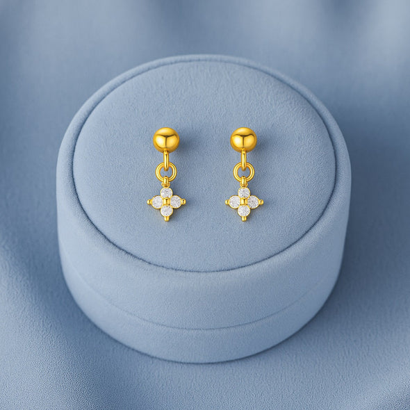 Petite Cross Drop Earrings – Sterling Silver Gold Plated