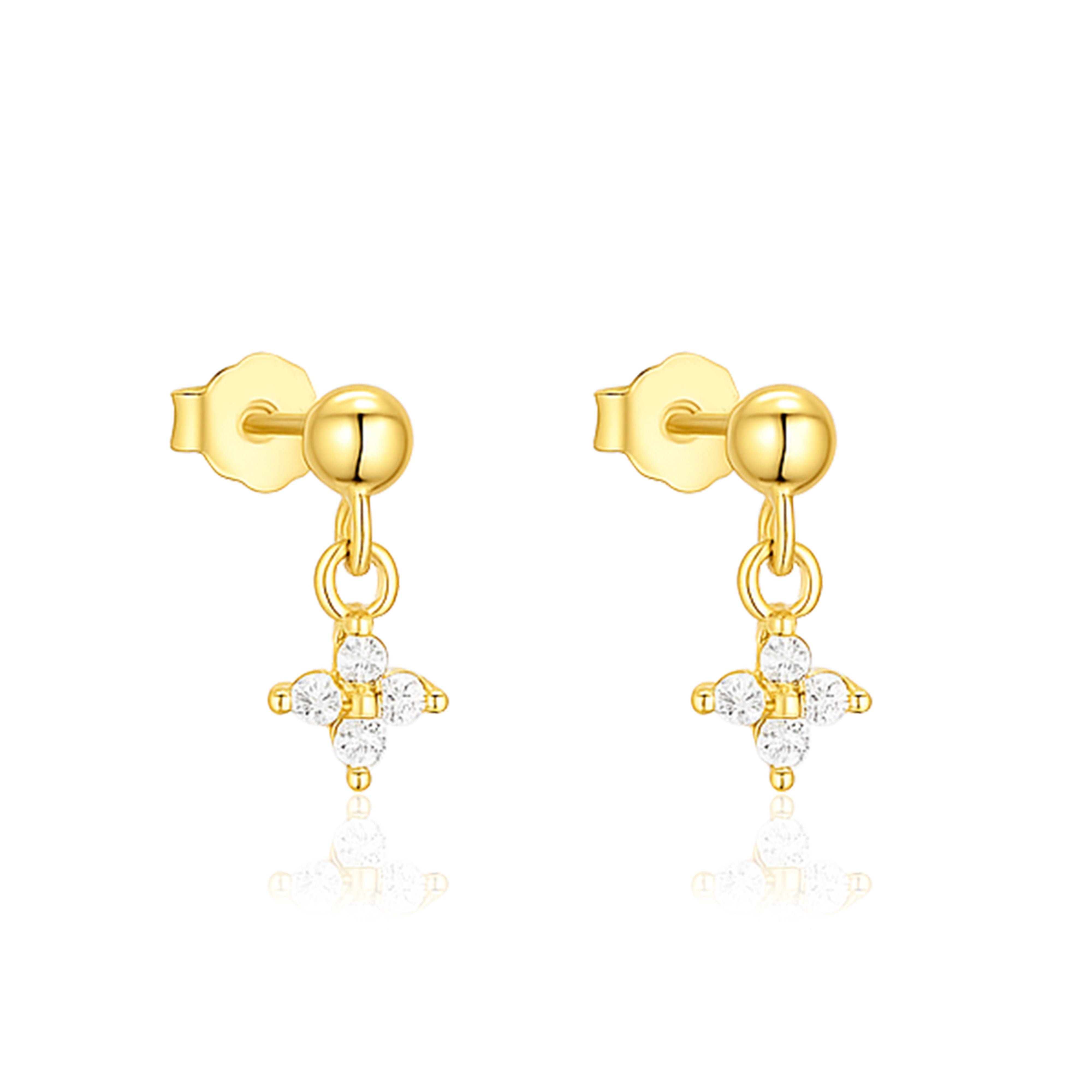 Petite Cross Drop Earrings – Sterling Silver Gold Plated