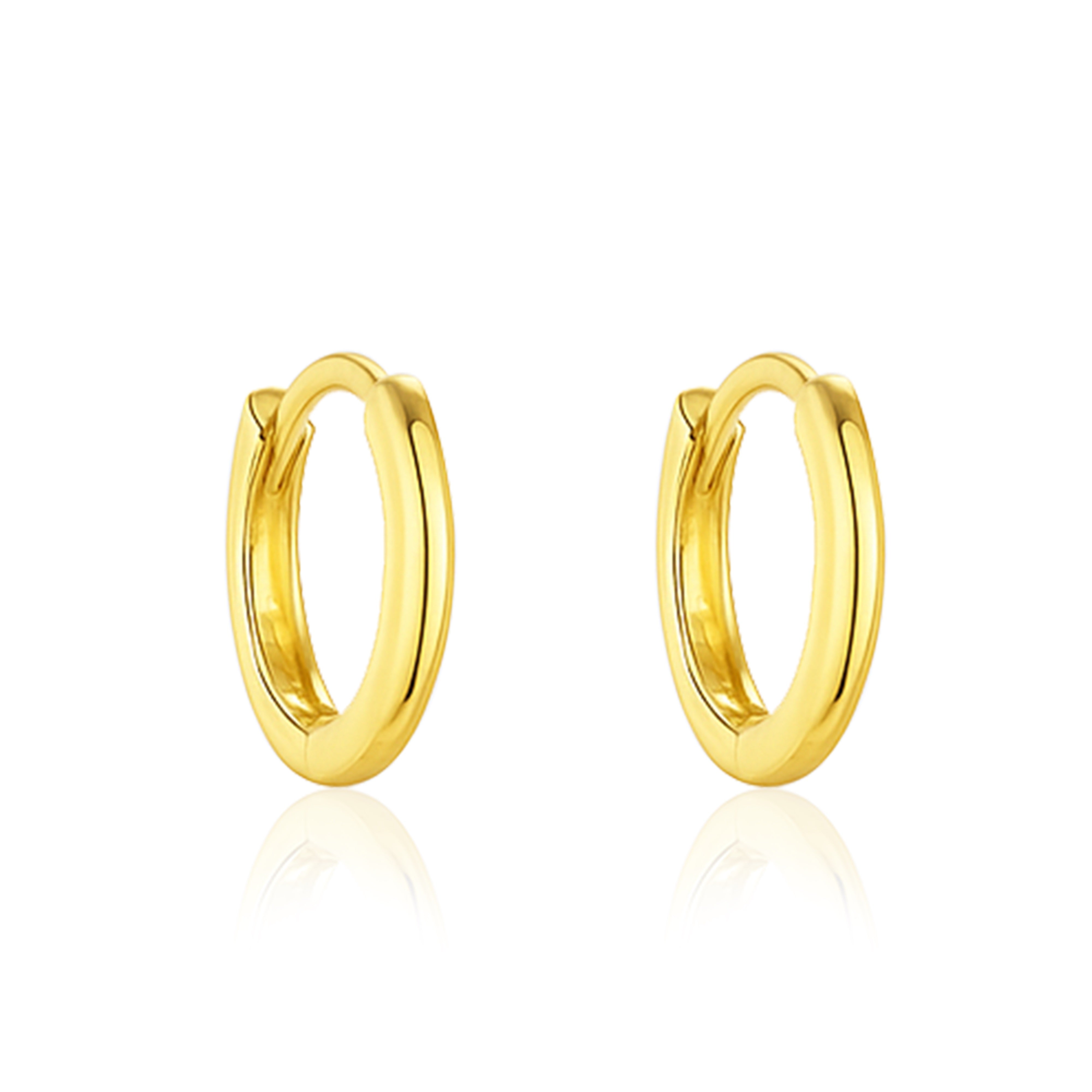 Classic Everyday Essential Plain Huggie Hoop Earrings - Sterling Silver Yellow Plated