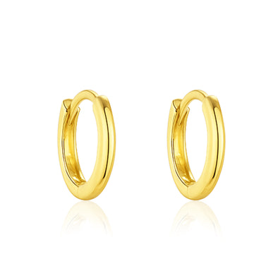 Classic Everyday Essential Plain Huggie Hoop Earrings - Sterling Silver Yellow Plated