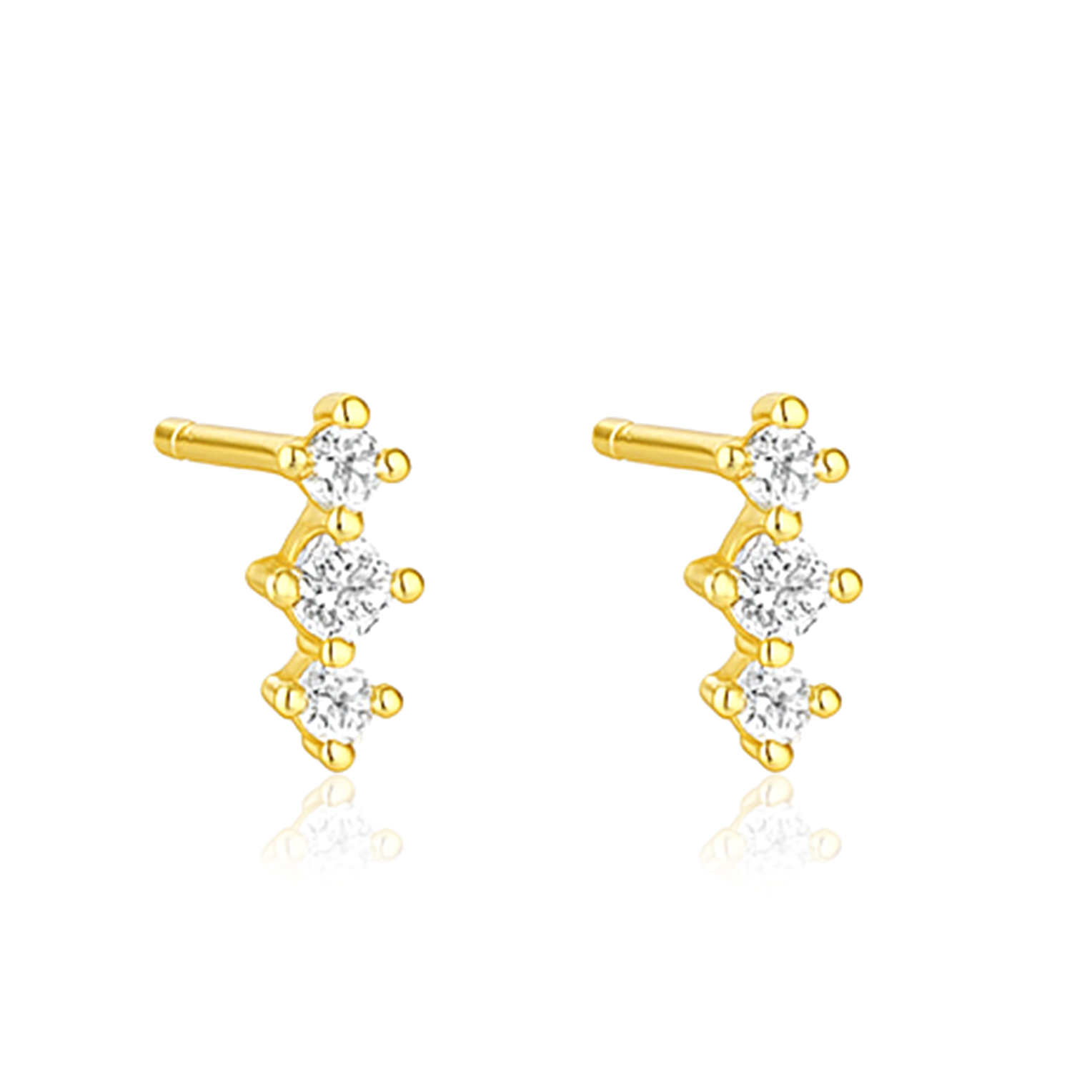 Triple Stone Climber Earrings – Sterling Silver Gold Plated