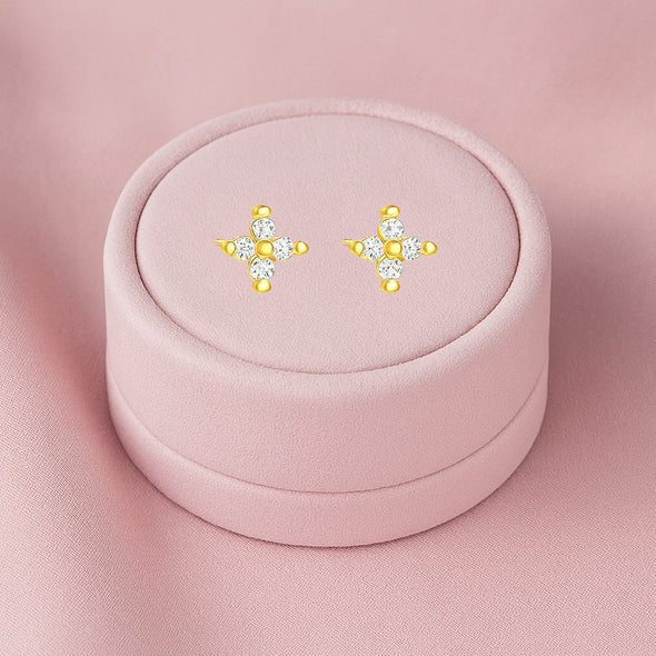 Floral Petite Bloom Stud Earrings - Sterling Silver Yellow Plated