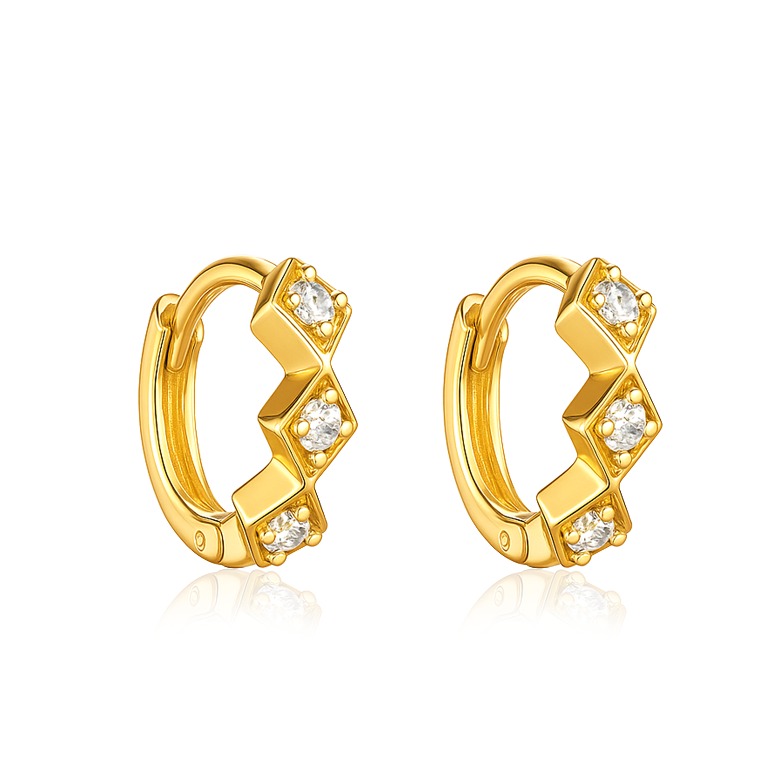 Geometric Chevron Hoop Earrings – Sterling Silver Gold Plated