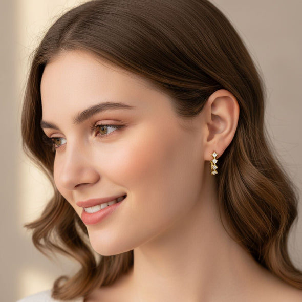 Mini Hoop Earrings - Sterling Silver Yellow Plated