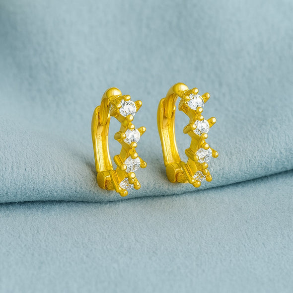 Mini Hoop Earrings - Sterling Silver Yellow Plated