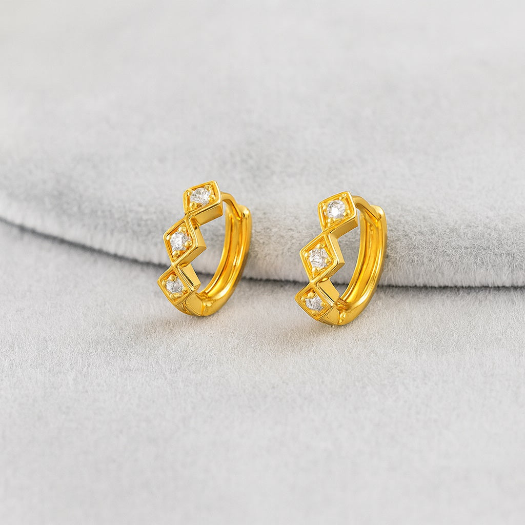 Geometric Chevron Hoop Earrings – Sterling Silver Gold Plated