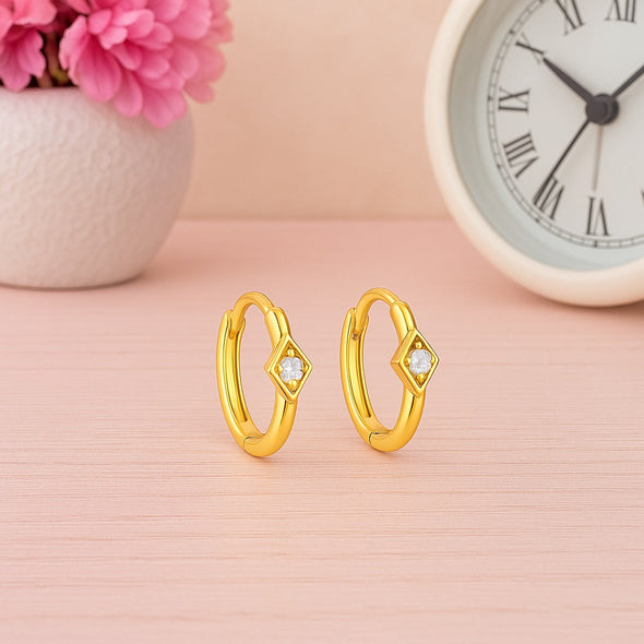 Solitaire Hoop Earrings – Sterling Silver Gold Plated