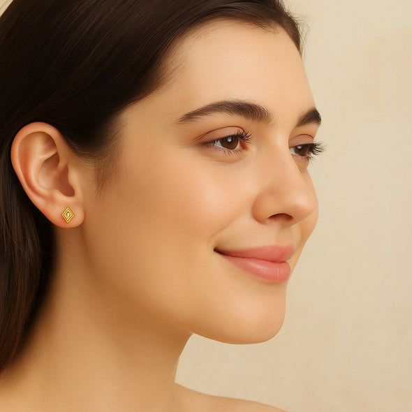 geometric Stud Earrings – Sterling Silver Gold Plated